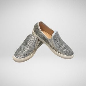 Women's Silver Glitter Slip on Shoes